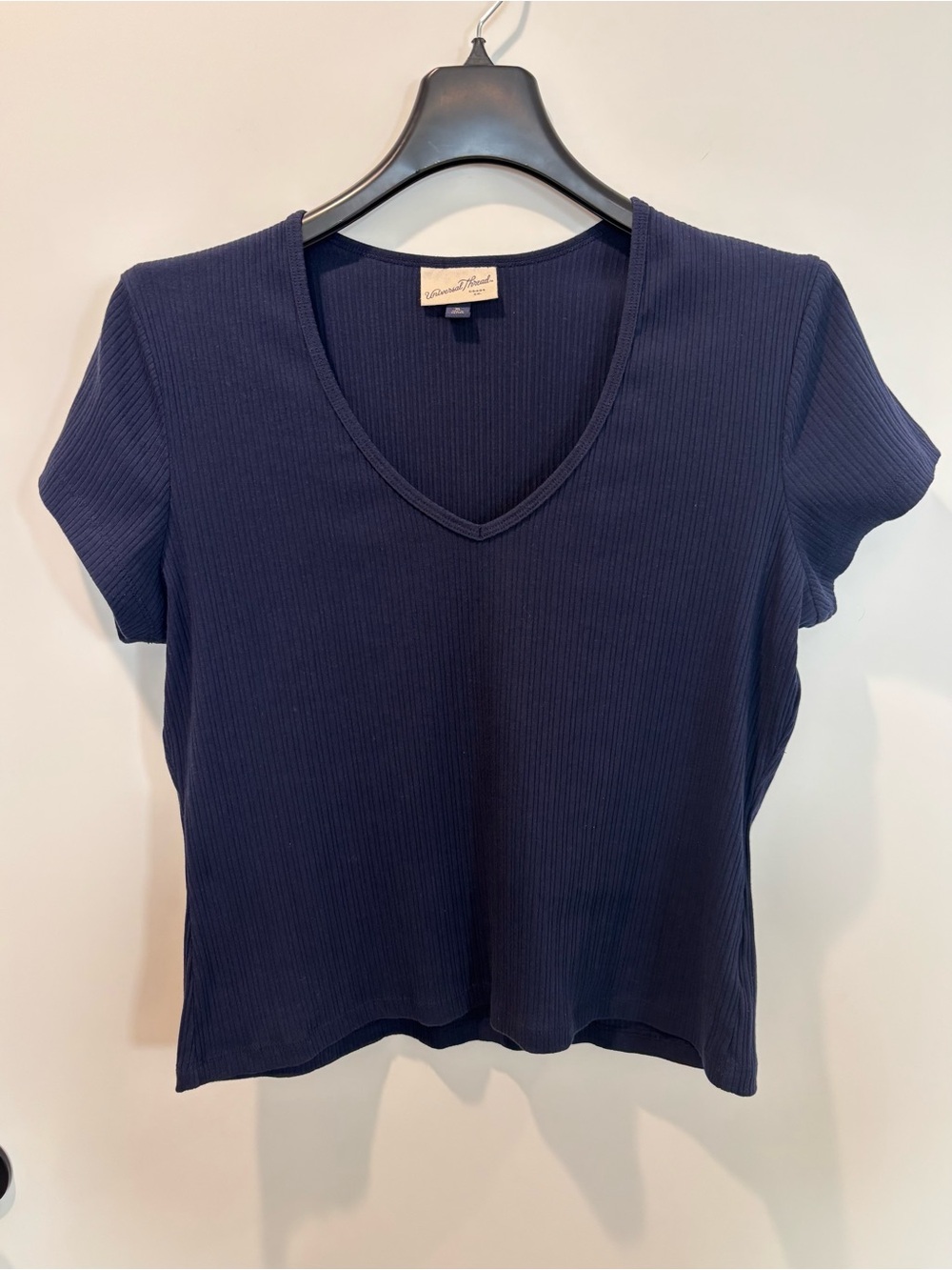 Universal Thread Navy Ribbed V-Neck Short Sleeve Baby Tee XL